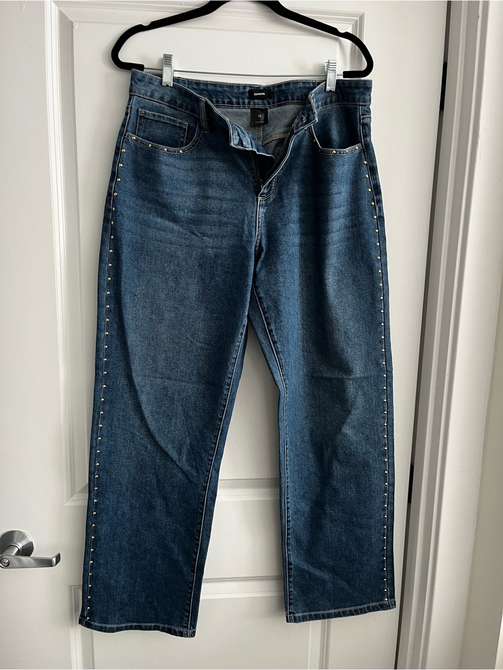 Classic Dark Blue Women’s Gold Studded Jeans